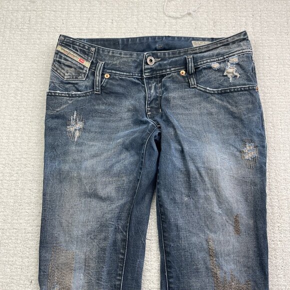 Y2K Diesel Blue Matic 0885C Distressed Ripped  Denim Jeans Women's Size 28X31* - Picture 2 of 11